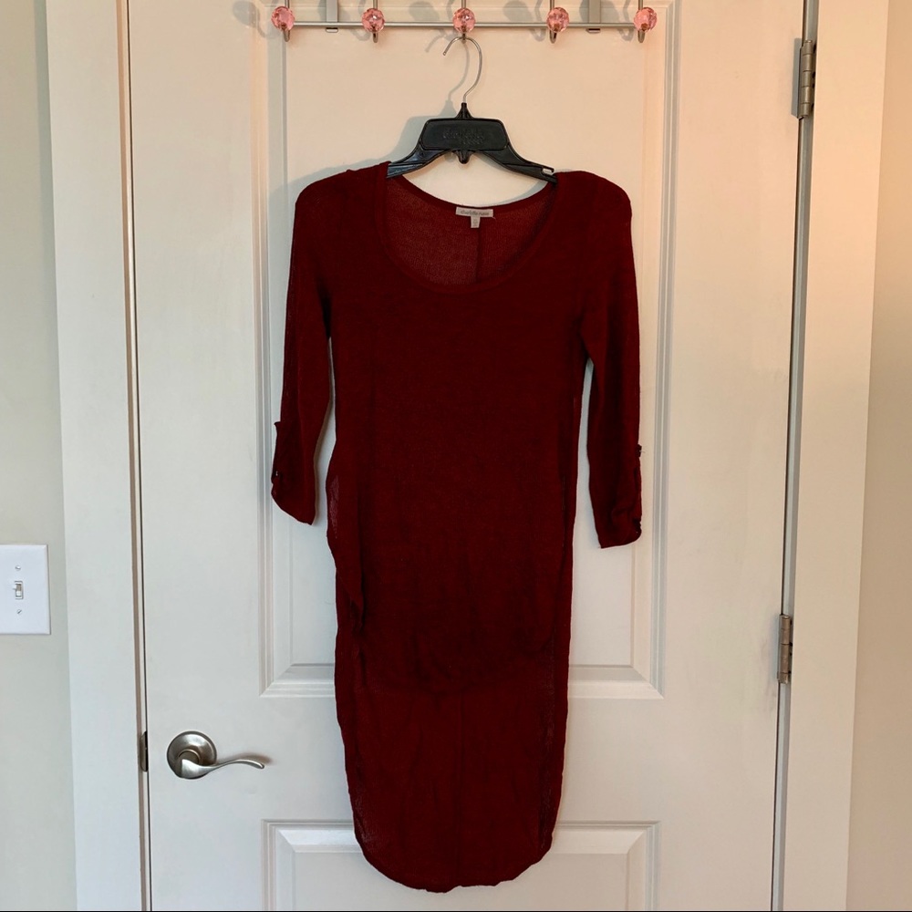 Sheer maroon high-low top